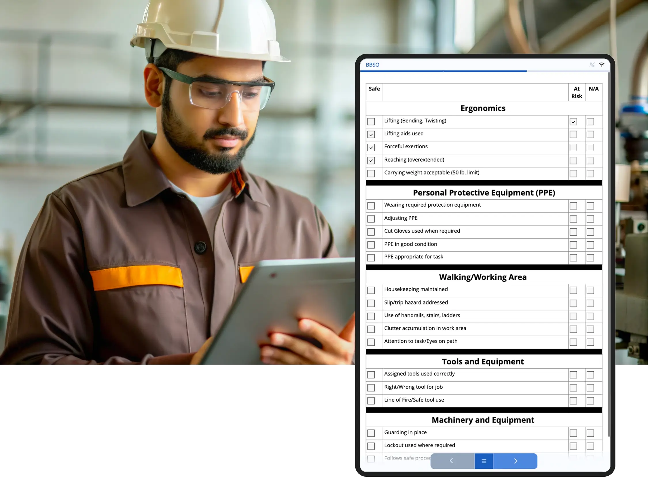 behavior based safety observations with digital checklists