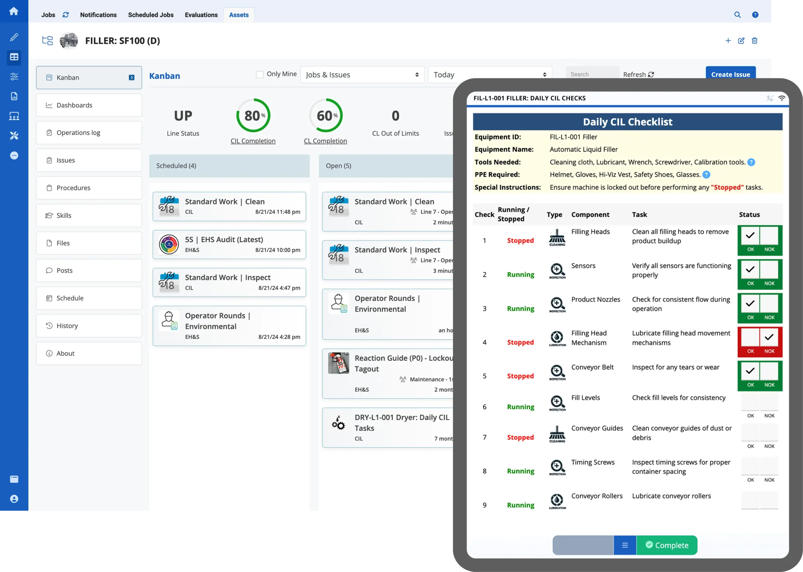 nettoyer inspecter lubrifier entretien autonome liste de contrôle du CIL