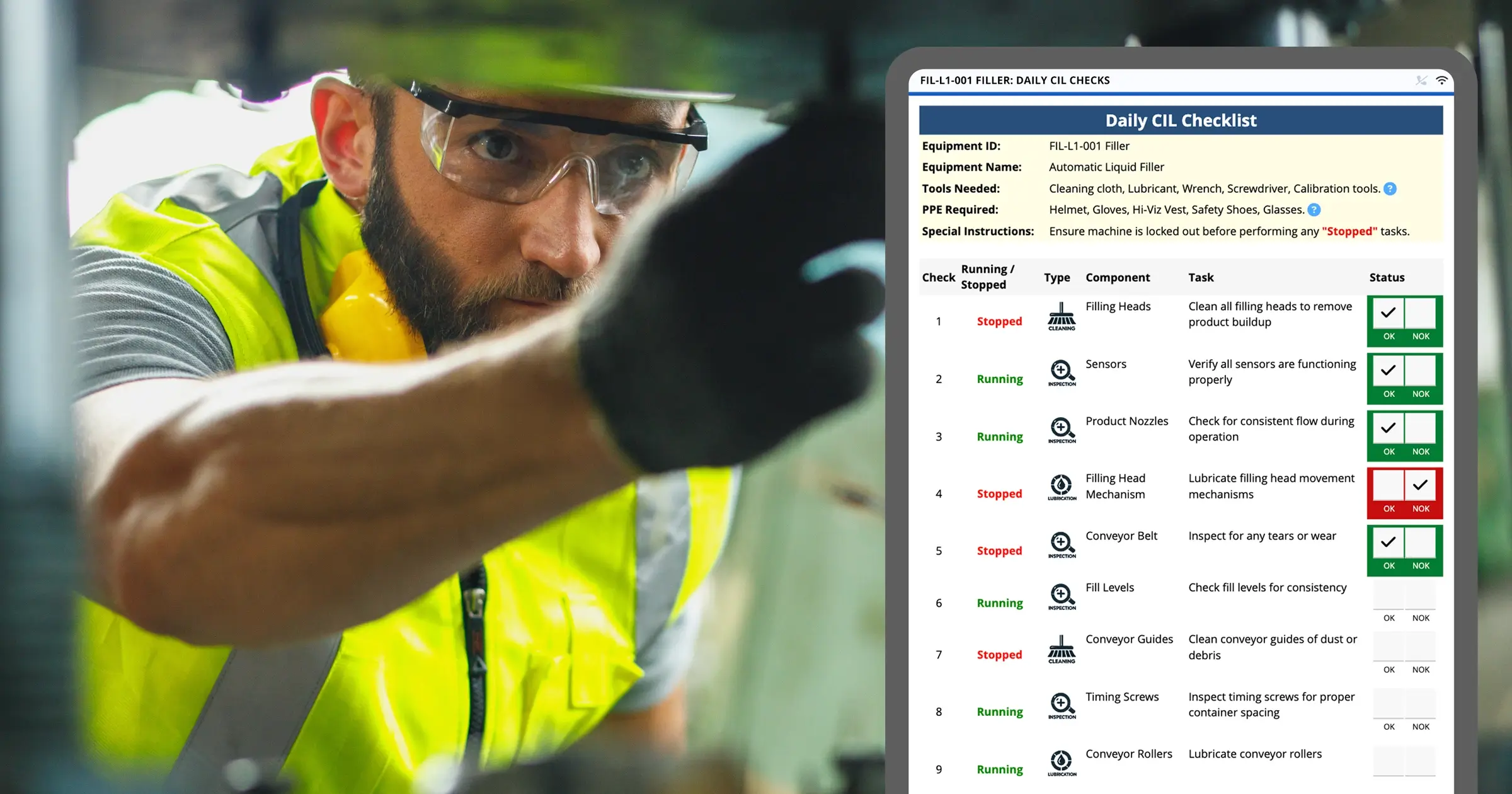 Limpiar, inspeccionar y lubricar el cilindro con herramientas digitales de Augmentir