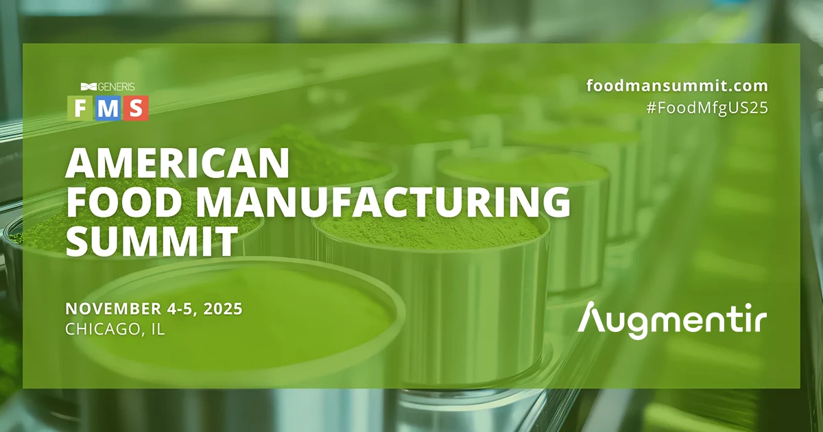 Cumbre estadounidense de fabricación de alimentos 2025: únase a Augmentir y aprenda a transformar su planta de producción con una fuerza laboral conectada.
