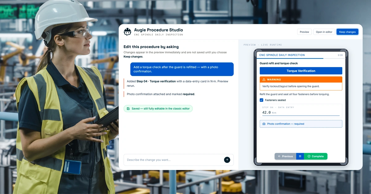 augie procedure studio - chat-based procedure creation with augie industrial ai